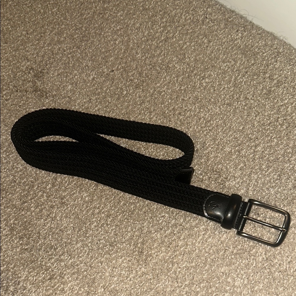 Penguin men’s Black belt Woven Texture and leather stretchy NWOT